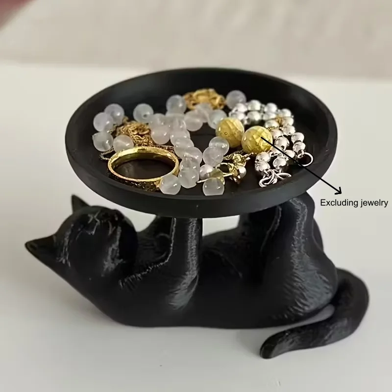 

Статуэтка кошки из смолы с подносом для ключей