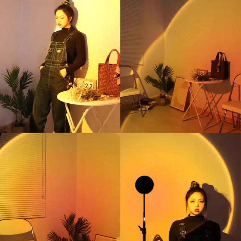 Проекционный светильник с закатом радужная атмосфера Ночной украшение для