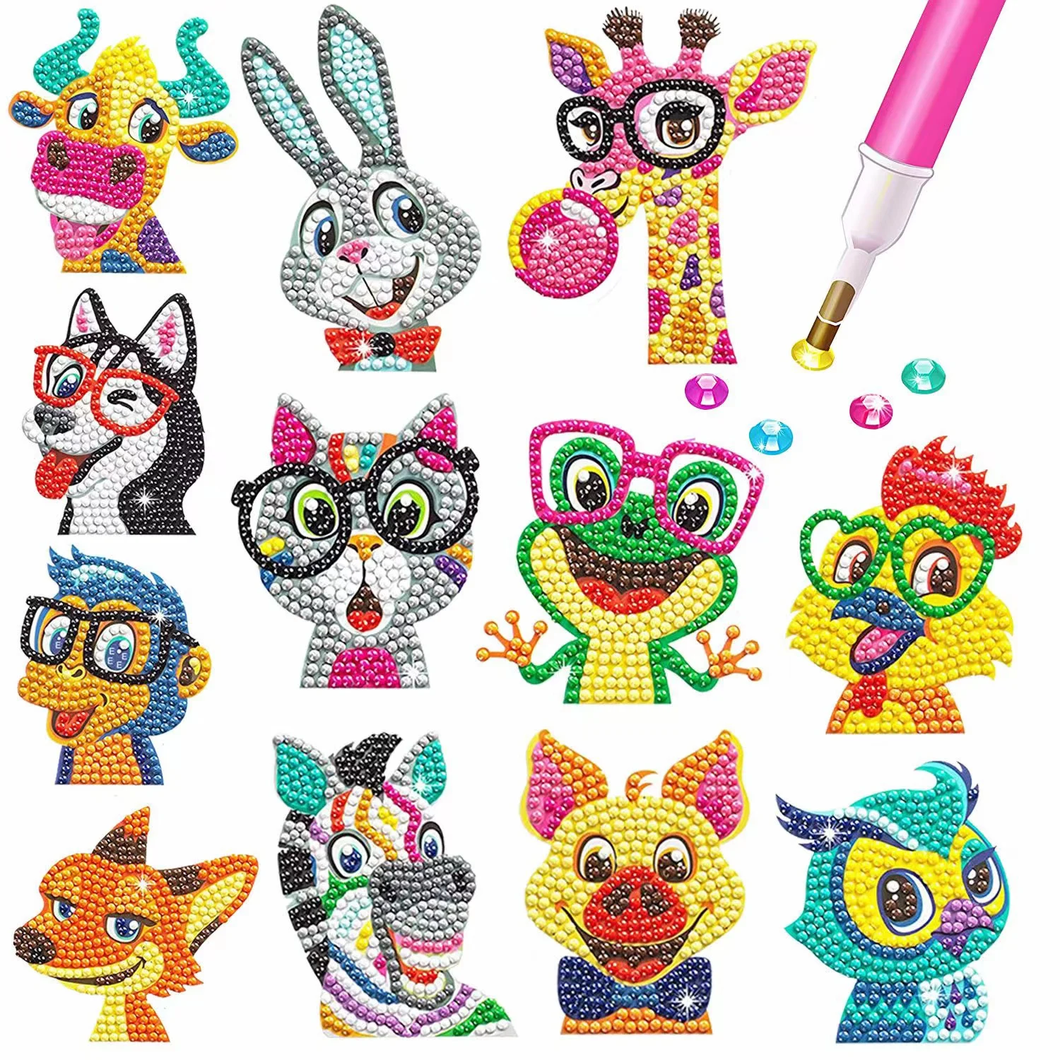 Cartoon Animal 5D Diamond Painting Stickers Kits For Kids Adult Beginners Gem Paint by Numbers Diamond Mosaic Arts Stickers Gift