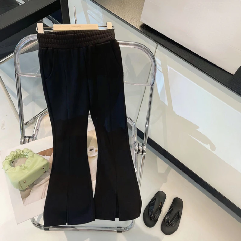 Summer Girls' Clothing Sets Fashion Solid Mesh Girls' Shirt Top+Flare Pants Baby Kids Clothes Suit Children Clothing