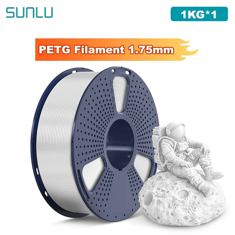 Фото SUNLU 1 кг PETG/прозрачная нить для 3D-принтера, катушка 1,75 мм, 1000 г (2,2 фунта), аккуратно розташоваемая нить без узла, подходит для большинства принтеров FDM №1