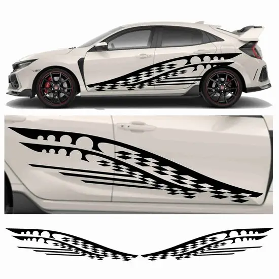 

Works with most car stickers side Razor Chequer Graphics Auto Parts Side Graphics Packing Sticker Decals