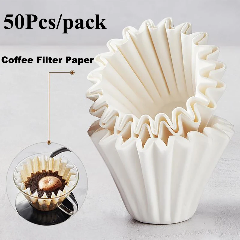 

1-4 Cup Disposable Coffee Filter Paper,50Pcs Natural Unbleached Coffee Dripper,Cake Type Filter Basket for Drip Coffee Maker