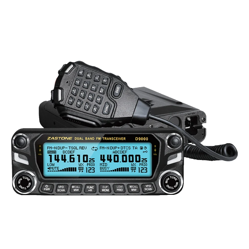 Фото Автомобильная рация ZASTONE D9000, двухдиапазонная, 50 Вт, мобильная радиостанция с отсоединяемой панелью, приёмник AM-частот для авиационного диапазона №1