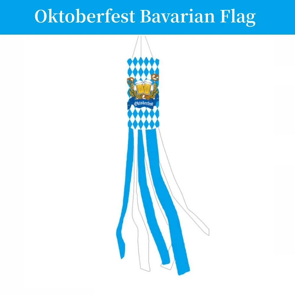 

1/4 PCS Oktoberfest Bavarian Flag Windsock Outdoor Hanging Wind Sock White&Blue Home Wind Chimes Wind Flag Dream-Catcher