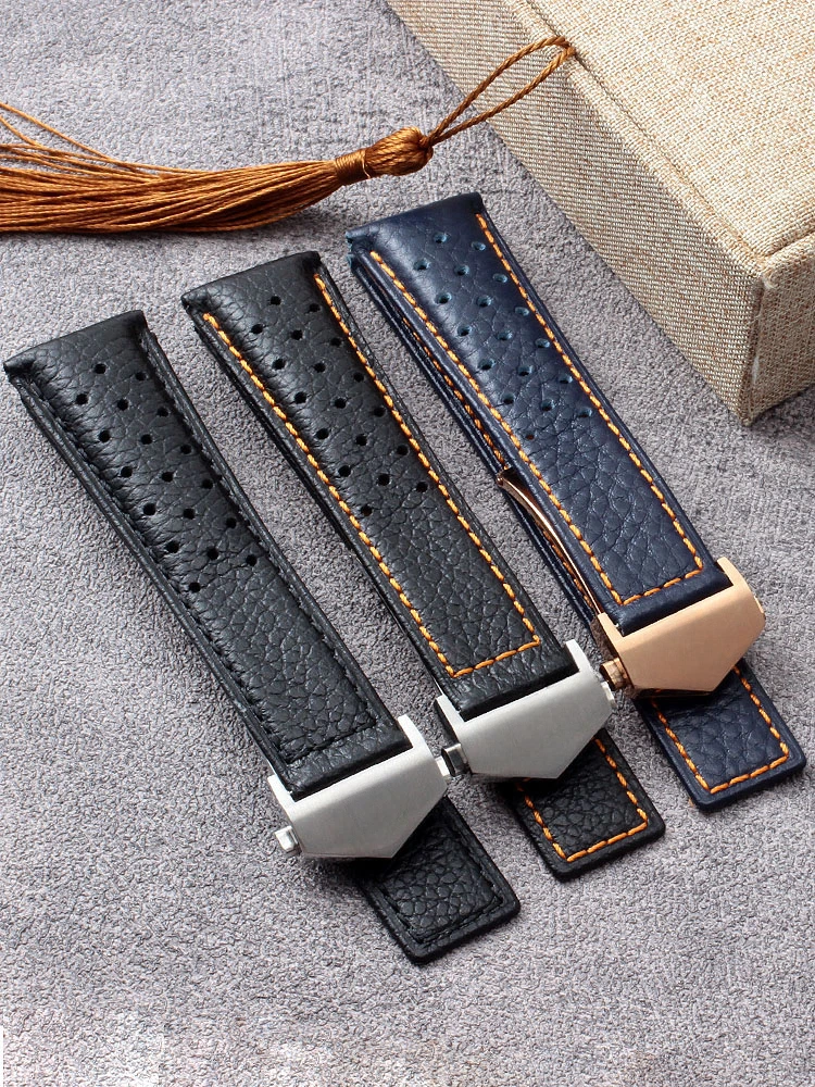 Безопасный приятный для кожи ремешок из натуральной коровьей Heuer Tag Monaco Gulf Series