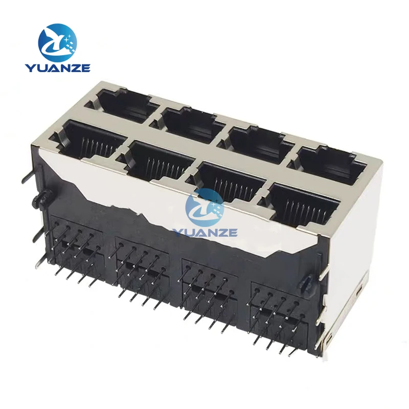 

1 шт., 8-портовый гнездовой разъем RJ45 8P8C, гнездовой разъем, 2*4, экранированный стальной сетевой модуль с poppet без Φ 2x4сетевой модуль