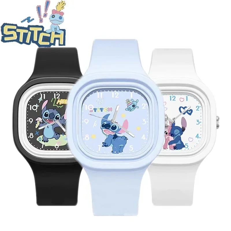 Водонепроницаемые детские часы Disney Stitch Мультяшные Милые силиконовые спортивные