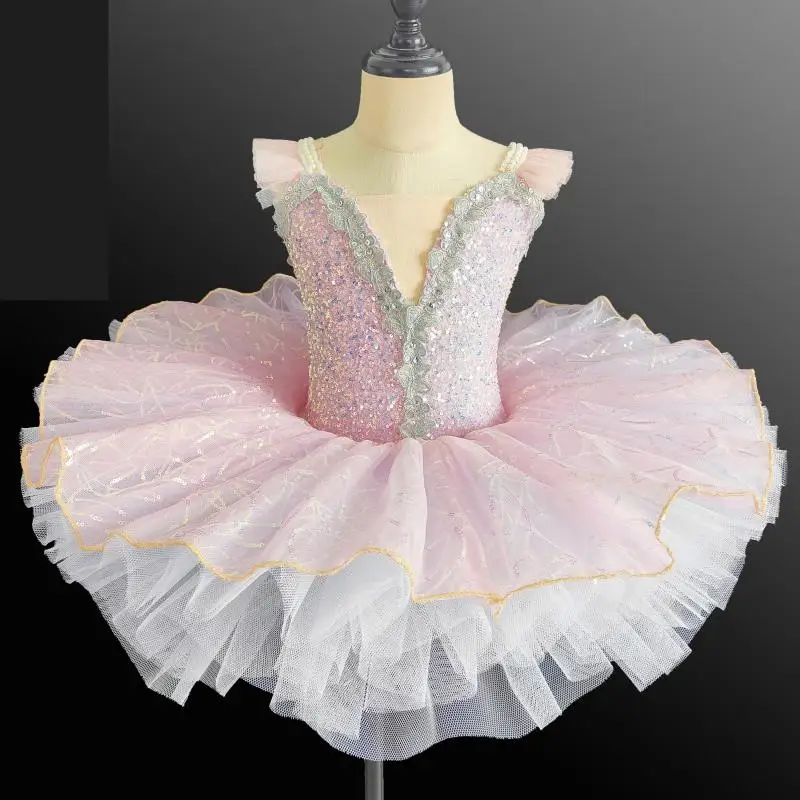 Женское балетное платье фатиновое балерины с блестками для современных танцев