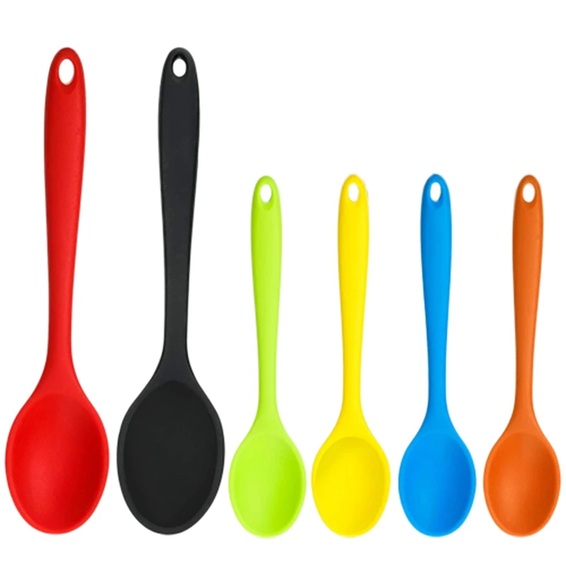 

6 Pieces Silicone Mixing Spoons Set Nonstick Kitchen Cooking Spoons Silicone Serving Stirring Spoon for Kitchen Cooking