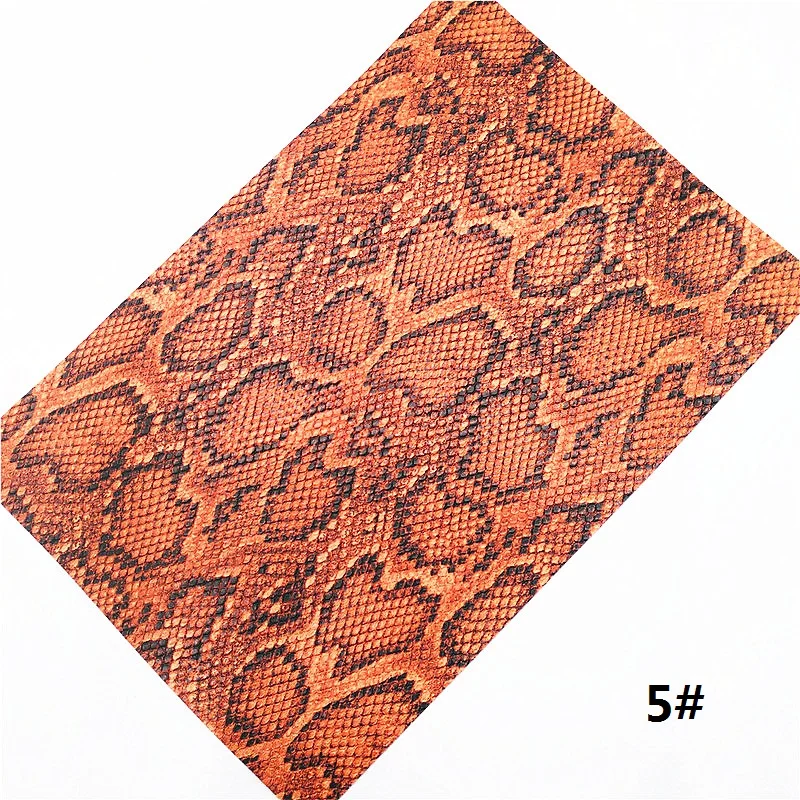 Оранжевые блестящие кожаные листы полосы змея кавира рельефные из синтетической