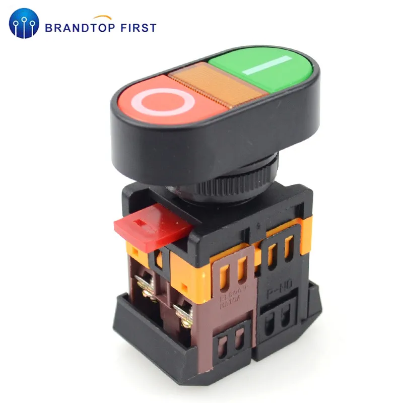 Пусковой переключатель с двумя кнопками и светодиодной лампой (монтажное