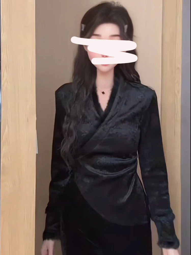 Новые китайские бархатные утолщенные рубашки на флисовой подкладке женские