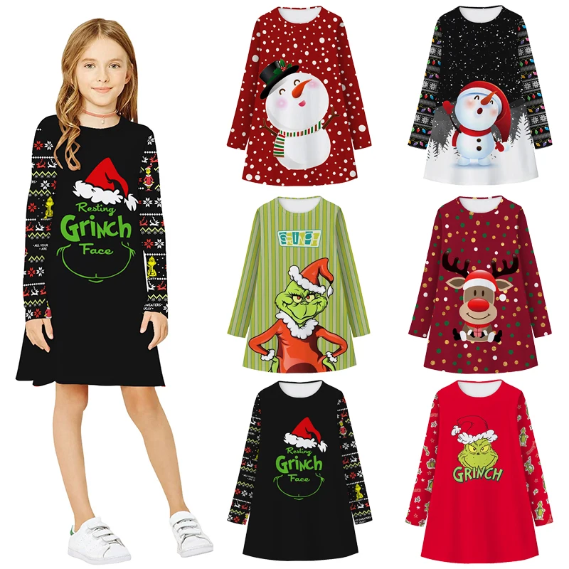 

Новинка, Рождественская Одежда для девочек, тонкое стильное платье принцессы Санта-Клауса на Рождество, милый костюм снеговика для косплея,...