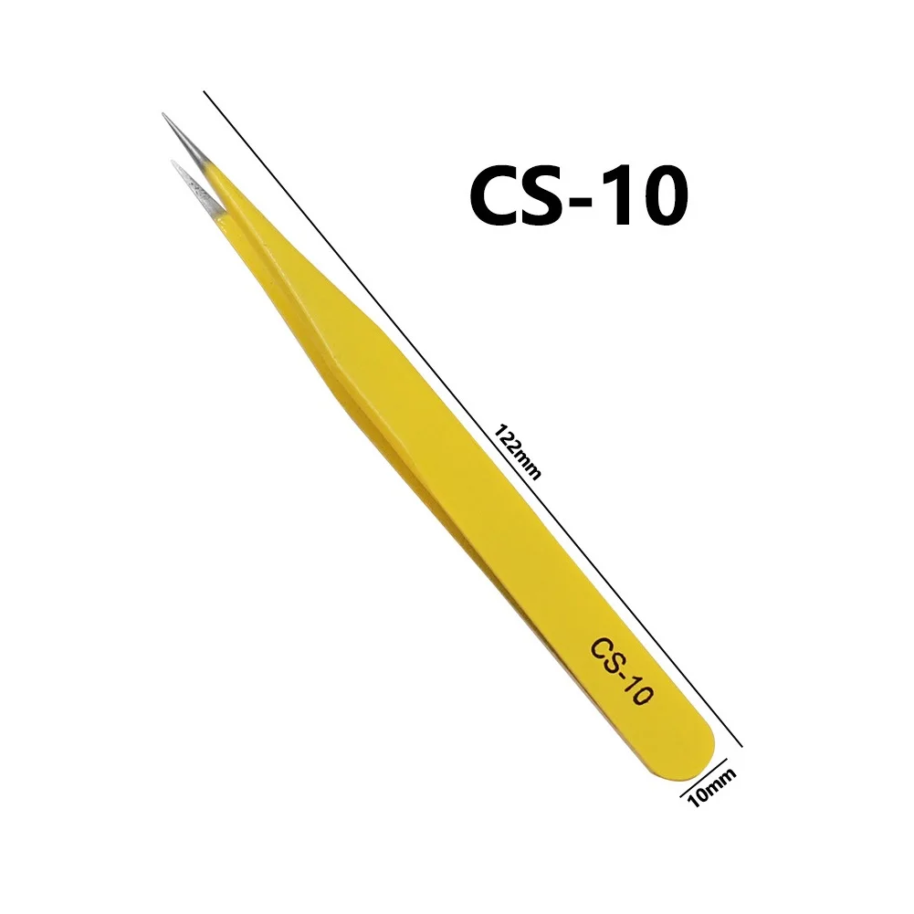 

Anti-static Tweezers Stainless Steel Industrial Tweezer Precision Curved Straight Tip Forcep Mechanic Phone PCB Repair Hand Tool