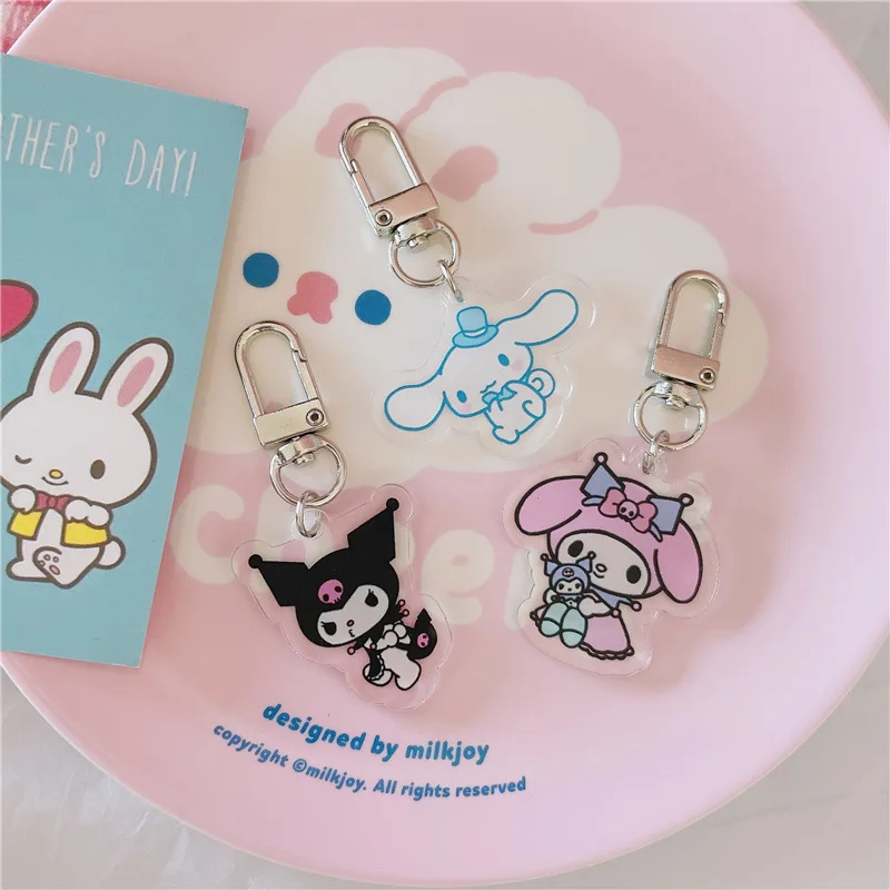 

Sanrio HelloKitty Mymelody Kuromi Purin Cinnamoroll креативная Женская цепочка для ключей Автомобильный брелок для ключей сумка Подвеска декоративные безделушки