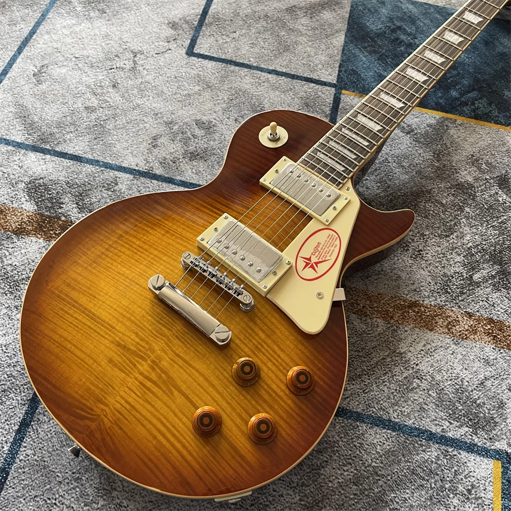 

New Custom Sunburst Color Electric Guitar Cream Binding Rosewood Fingerboard Guitarra Eletrica Chrome Hardware Guitare