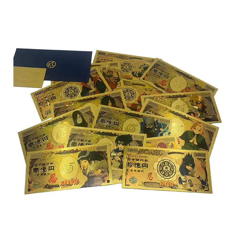 

Many Types Japanese Anime Uzumakii-Narutoes Gold Banknote Card For Children's Gift Collection