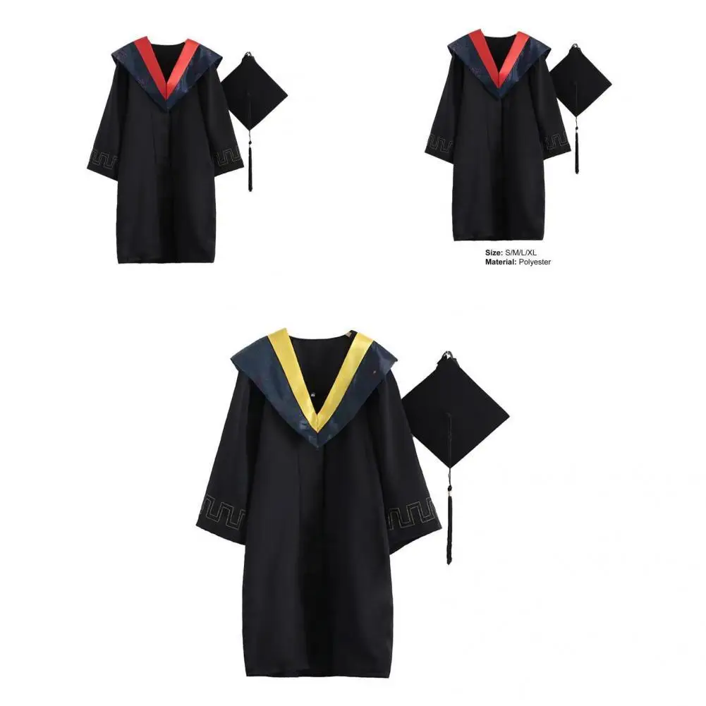 

1 Set Graduation Dress Attractive Eco-friendly Lightweight for Unisex Graduation Uniform Baccalaureate Gown