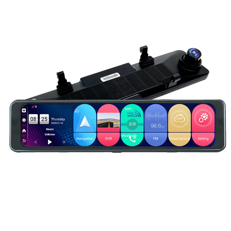 

2021 car smart streaming media rearview mirror driving recorder gps navigation dvr 12 inches 4g network wifi adas dash cam 1080p