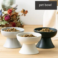 ceramic pet bowl japanese style cat dog bowl pet feeding bowl tall water bowl dog supply anti overturning black and white
