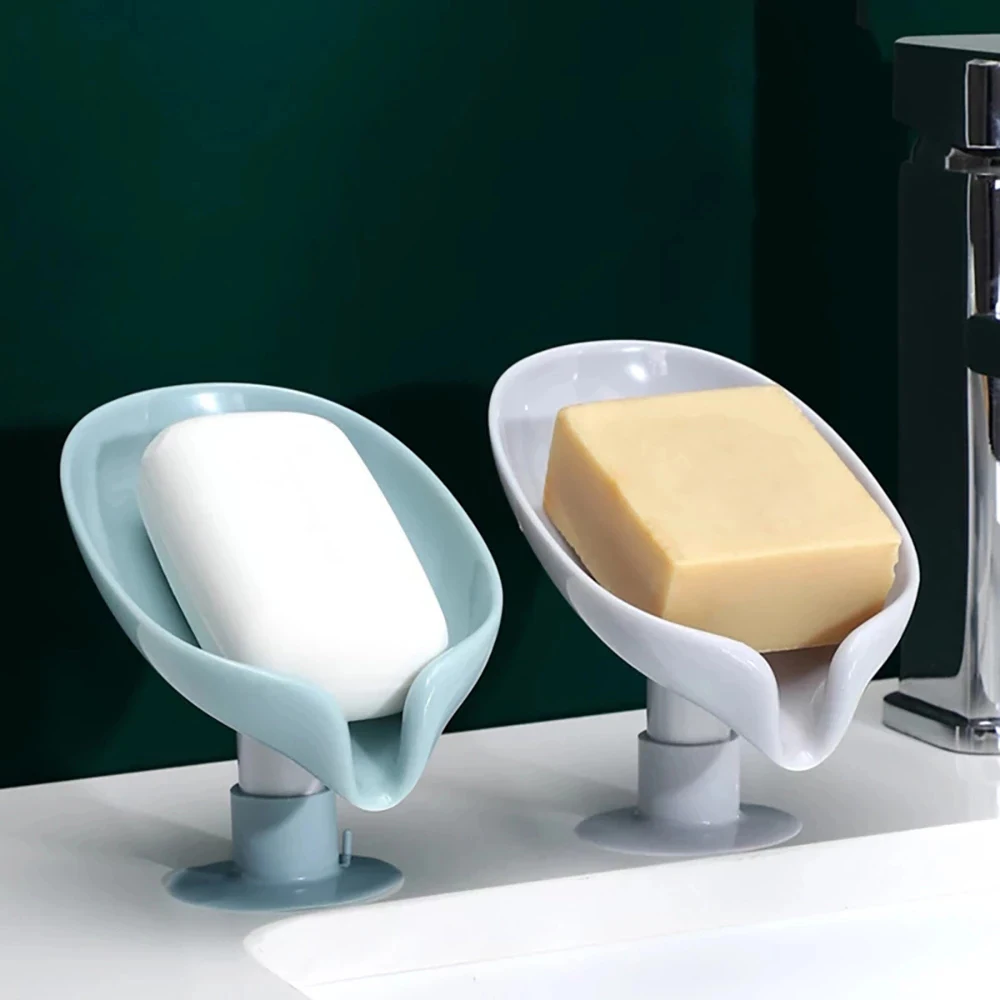 

Bathroom Soap Box Drain Soap Holder Box Leaf Shape Shower Soap Holder sponge Storage Plate Tray Bathroom Supplies Bathroom Gadge