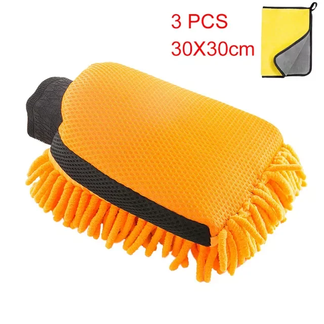 

Car Wash Glove Coral Mitt Soft Anti-scratch for Car Wash Multifunction Thick Cleaning Glove Double-Side Car Wax Detailing Brush