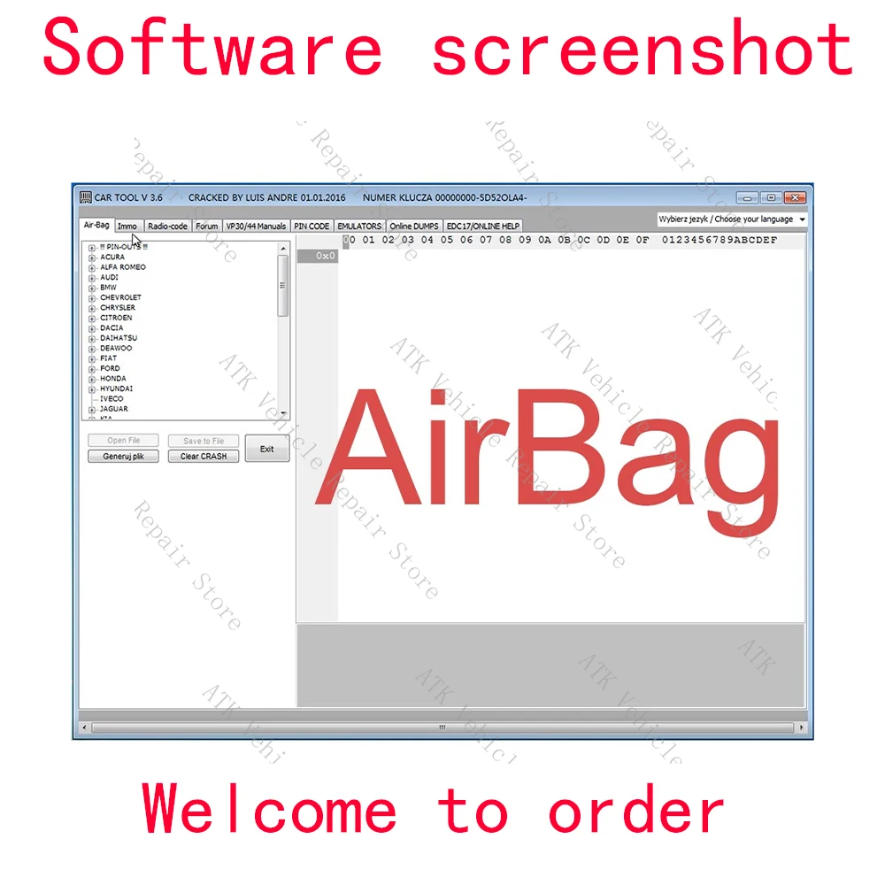 Cartool V3.6 очищает файлы Airb-ag удаляет подушки безопасности расчет паролей для ЭБУ B-SI