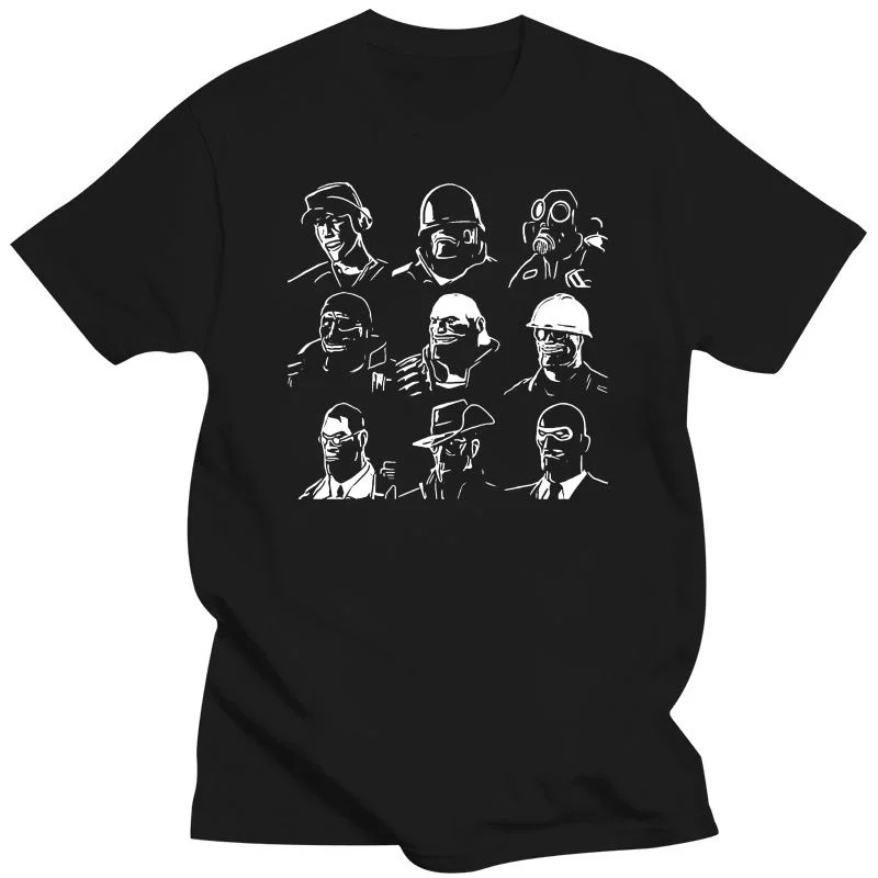 

New Team Fortress 2 Shooter Game TF2 Mercenaries Tshirt Big Size Graphic T Shirt Classic Hot Sale 100% Cotton Crewneck Men Cloth
