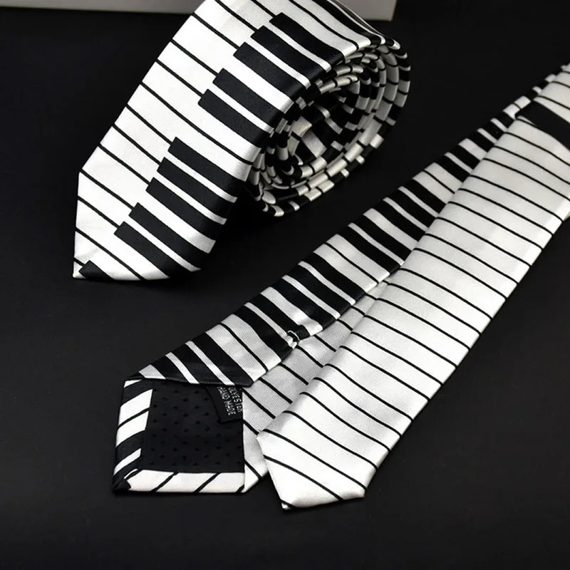 

Men's Black & White Piano Keyboard Necktie Tie Classic Slim Skinny Music Tie