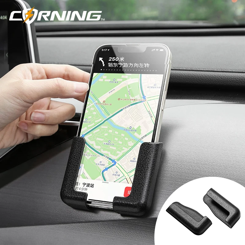 

1 Pair Adhesive Mobile Phone Holder For Car Driving Center Console Adjustable Width Does Not Affect Charging Car Navigation Rack