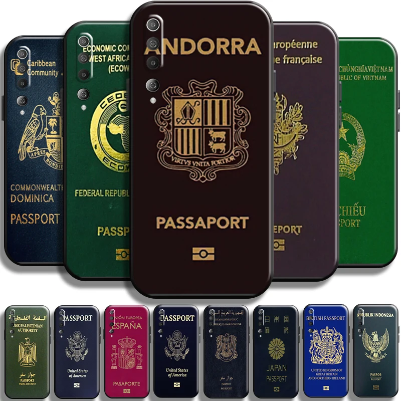 

Funny National Passports For Xiaomi Mi 10 10s Mi 10 PRO Mi 10 Lite Phone Case Coque Back Funda Cases Liquid Silicon Black Soft