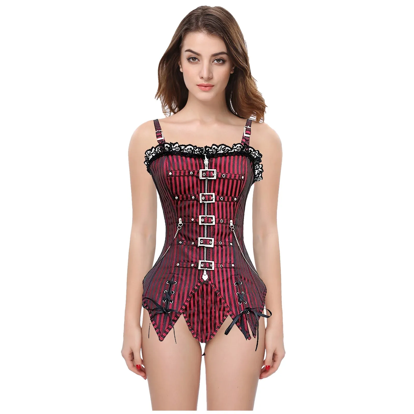 

Corset Chain Firm Bodysuit 14 Shaper Plastic Shapewear Burner Vintage Buckle Lace Shapewear Bones Metal Body With crop top Women