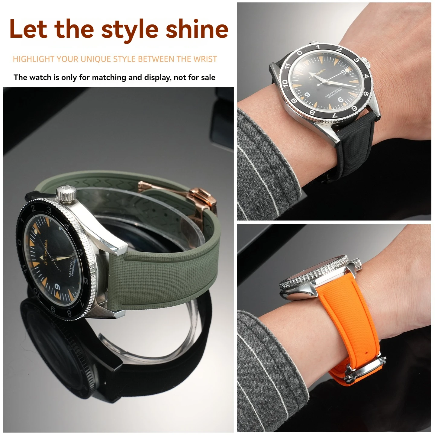 Фото Высококачественный спортивный ремешок для часов из фторкаучука для Omega Seamaster 300/600, 20 мм, 21 мм, 22 мм, ремешок из каучука FKM №3