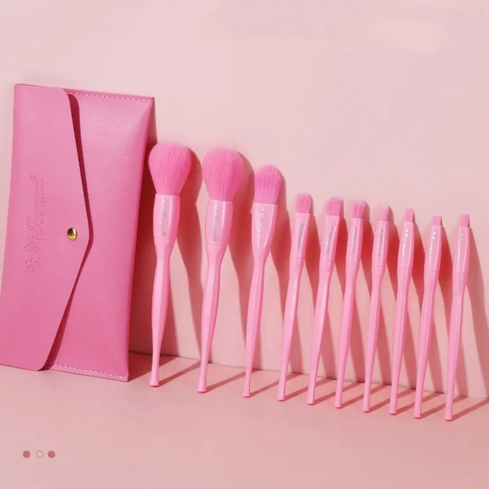 

10 PCS Candy Color Makeup Brushes Set With Bag Professional Powder Foundation Eyeshadow Blush Women Beauty Face Make Up Tools