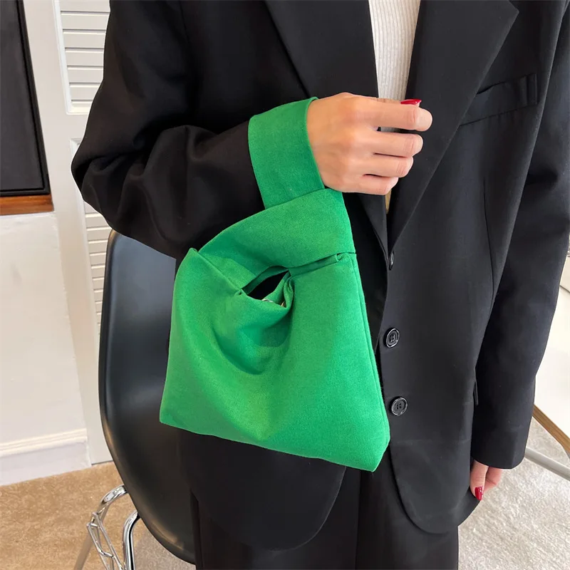 

Canvas Women's Handbags Bar Knot Wrist Clutch Bag For Lady 2022 New Fashion Trendy Designer Bucket HandBags and Purses Phone