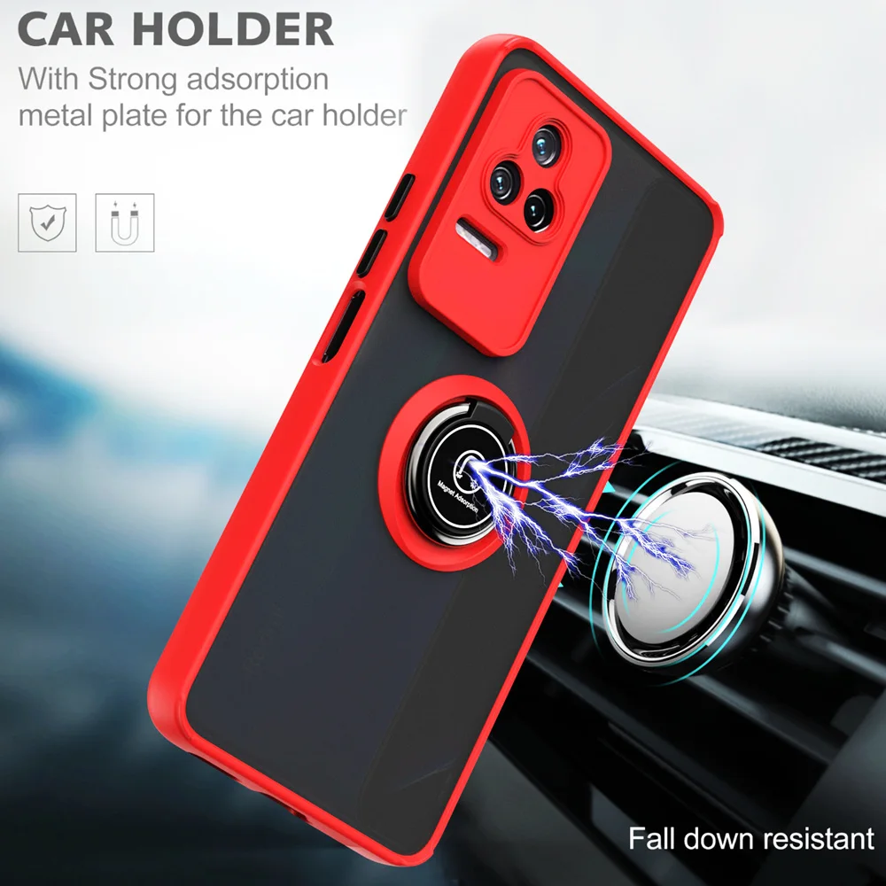 Модный матовый чехол KEYSION для Xiaomi POCO F4 5G прозрачная подставка с кольцом