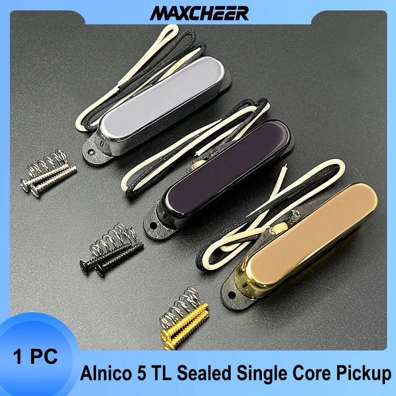 

Alnico 5 Single Coil Pickup Neck Electric Guitar Pickup Alnico V Magnet Fiber Plate Bobbin Rod for TL Guitar Chrome/Gold/Black