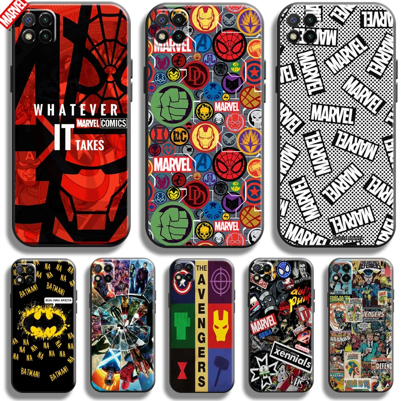 

Marvel Avengers For Xiaomi Redmi 9C 6.53 Inch Phone Case Liquid Silicon Coque Funda Soft Black Back
