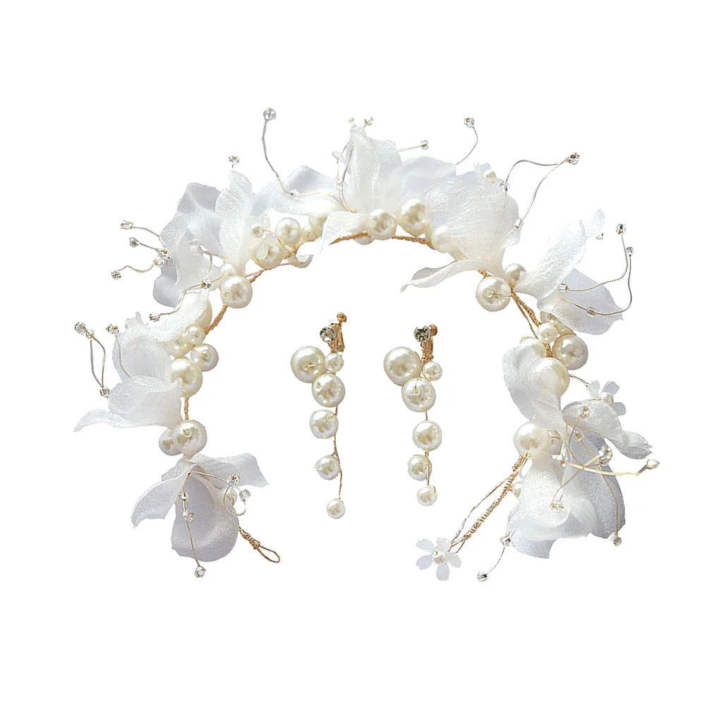 

3PCS Hair Accessories Hair Vine Earrings Sets Cloth Beautiful Hair Bridal Earrings for