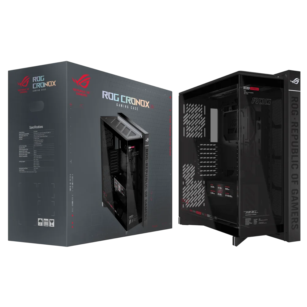 Новый корпус ROG Cronox GR801 EATX Full Tower с панорамным обзором, 9,2-дюймовым ЖК-экраном и изогнутым закаленным стеклом для ПК (модель 2026 года) (art.: 3920db15f50be) - 3920db15f50be