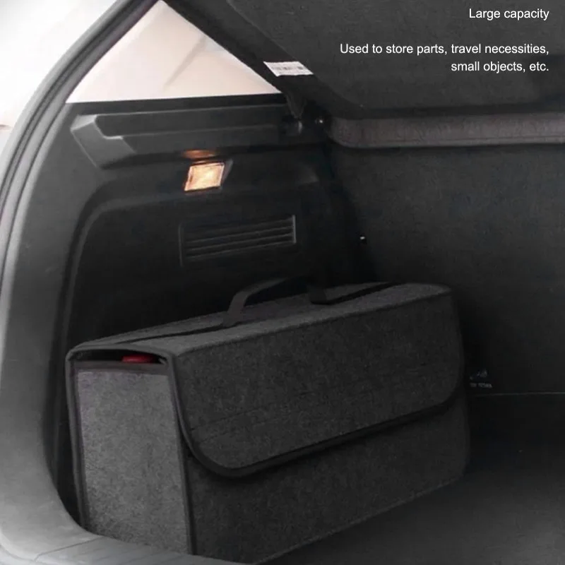 

Large Boot Storage Organizer Bag Anti-Slip Compartments Car Storage Box Auto Trunk Organizers Soft Felt Storage Car Accesssories