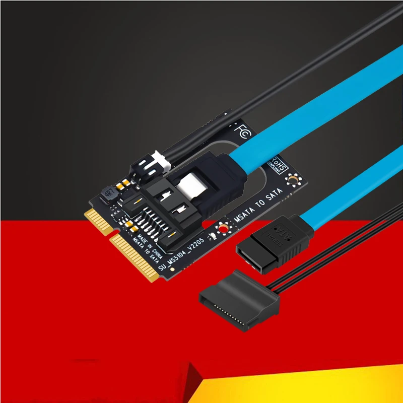 

mSATA to SATA Riser Board Adapter with 7pin SATA3.0 Extension 5V Power Supply Cable Mini SATA to SATA Converter for 2.5" SSD HDD