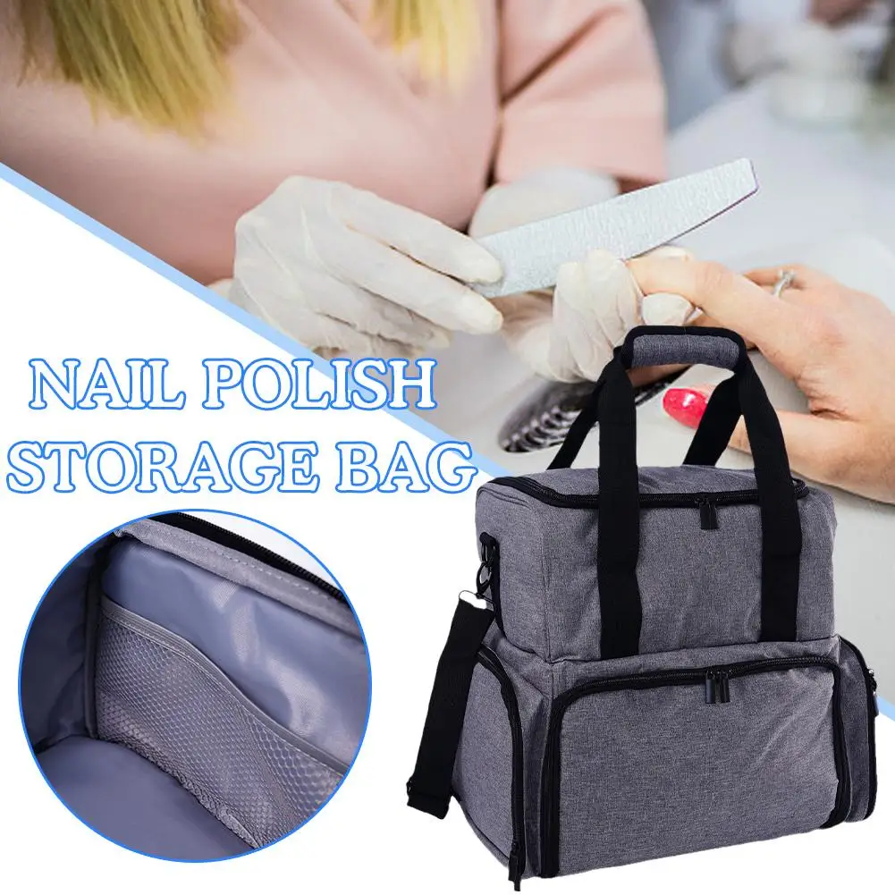 

Nail Polish Storage Bag Double Layer Cosmetic Storage Holds 80 Bottles Carry Portable Travel Makeup Bag Nail Oil Box Organizer