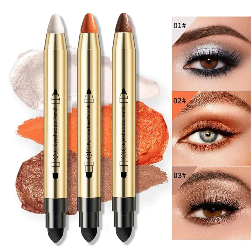 

QIC Glitter Eye Shadow Stick Pearlescent Shimmer Shine Highlighter Pencil Waterproof Long Lasting Not Blooming Eye Shadow Pen