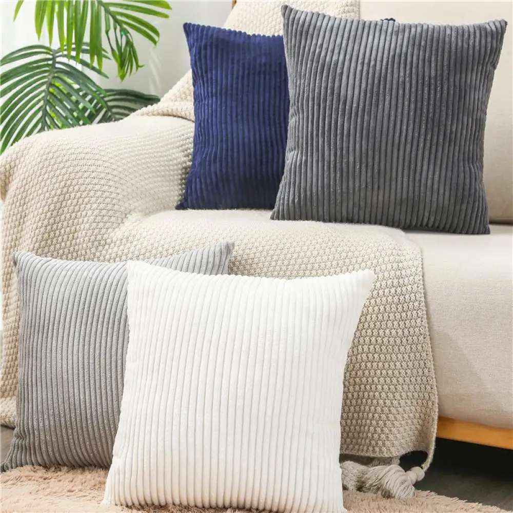 

45x45cm Stripe Solid Corduroy Pillowcase Cushion Cover Pillow Hugs Pillowcases Pillow Covers Decorative Cases Home Textile