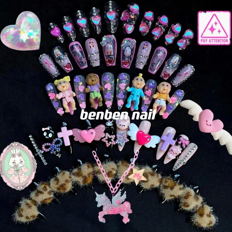 

Sanrioed New Y2K Hottie Hello kitty Love Diamond Fine Flash European and American Style Creative Removable Nail Patch