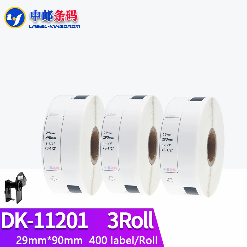 

3 Refill Rolls Compatible DK-11201 Label 29mm*90mm Die Cut Work for Brother Printer White Paper DK11201 DK-1201