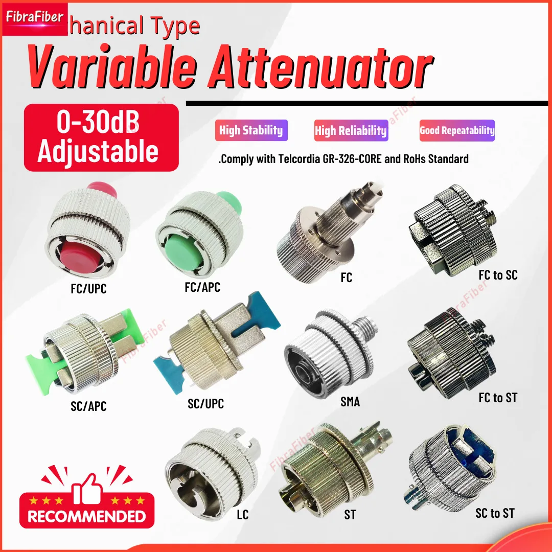 2pcs/Lot FC SC ST LC SMA Adjustable Fiber Optic attenuator Simplex Singlemode Adjustable attenuator Range 0-30dB