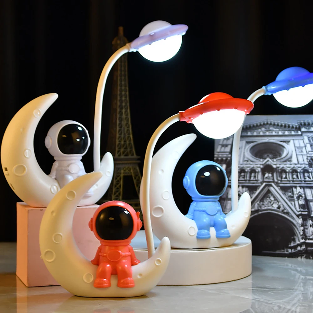 

Creative Astronaut Moon Night Light Children USB Rechargeable LED Spaceman Baby Kid Bedroom Bedside Table Desk Lamp Nightlight